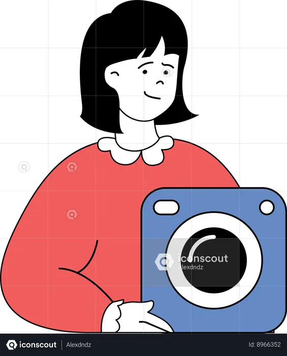 Girl is holding electric weighing machine  Illustration