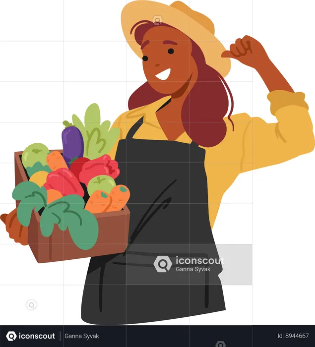 Girl is holding fresh vegetables  Illustration