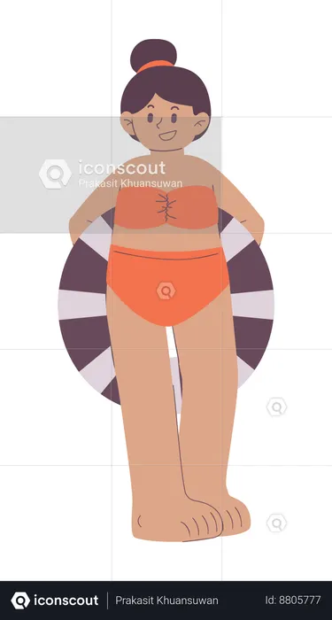 Girl is holding inflatable ring  Illustration