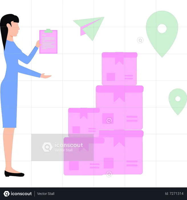 Girl is holding logistics clipboard  Illustration