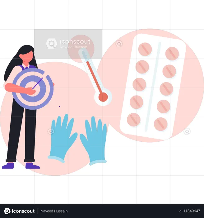 Girl is holding target goal  Illustration