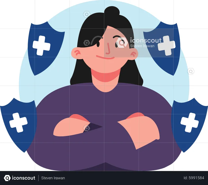 Girl is immune and healthy  Illustration