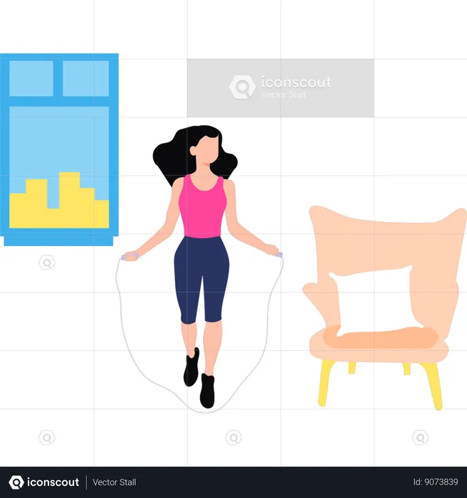 Girl is jumping with the rope  Illustration