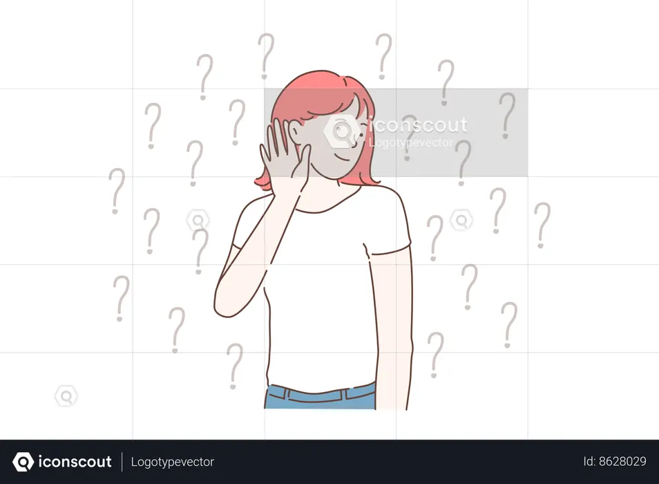 Girl is listening secretly  Illustration