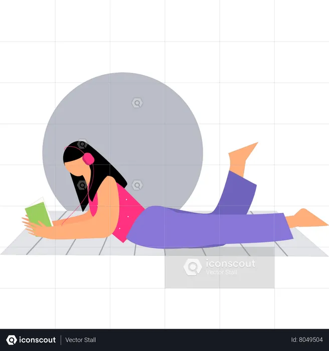 Girl is listening to a  podcast  Illustration