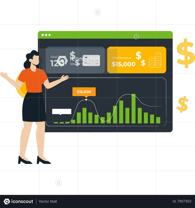 Girl is looking at income  Illustration