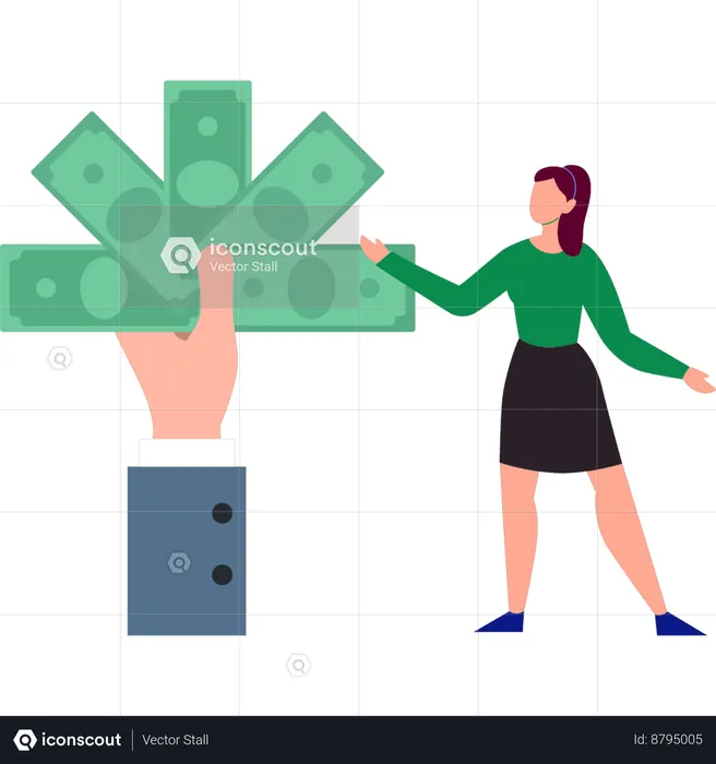 Girl is looking at the funding amount  Illustration