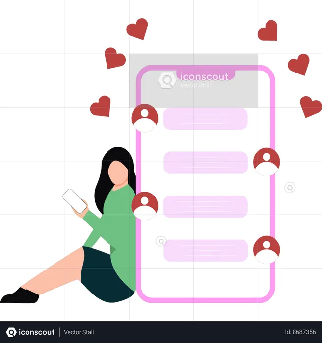 Girl is looking for an online contact for relationship  Illustration
