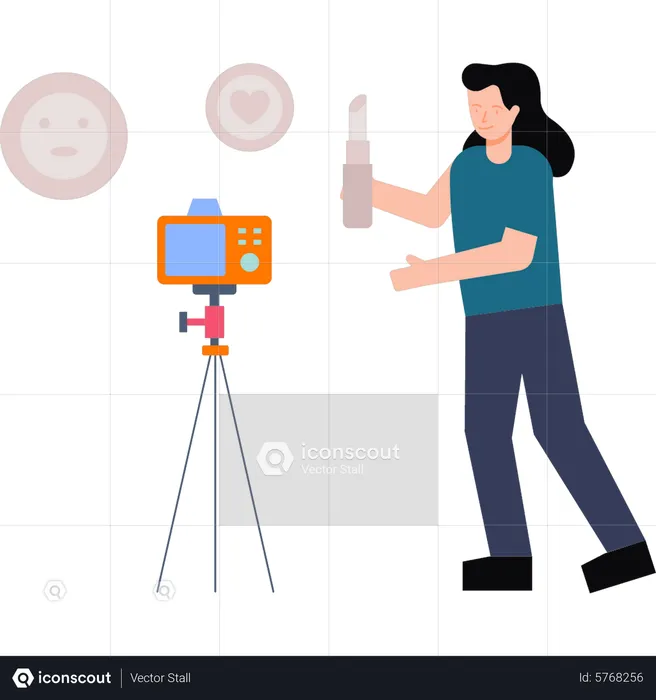 Girl is making cosmetic Review video  Illustration