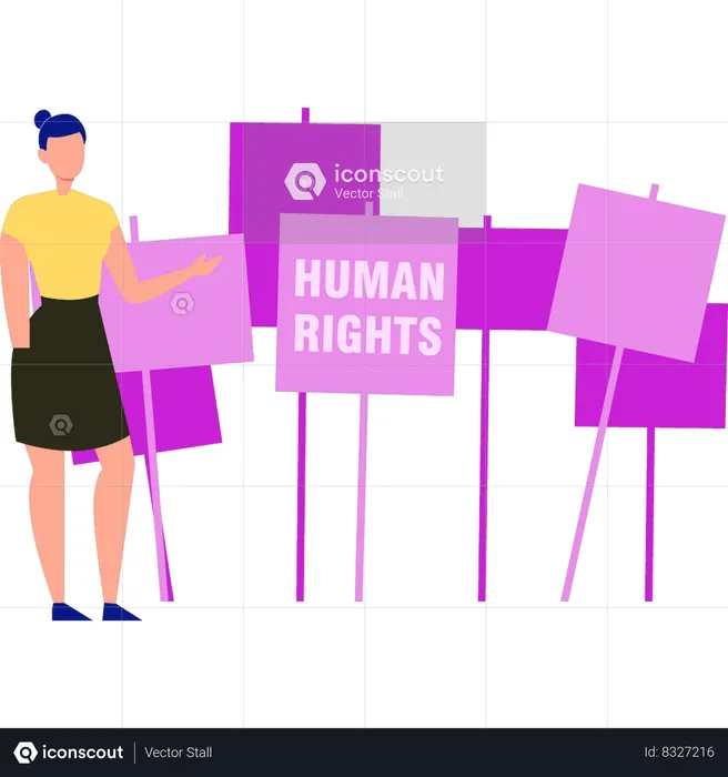 Girl is making human rights banner  Illustration