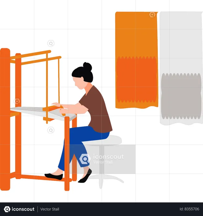 Girl is manufacturing cloth  Illustration