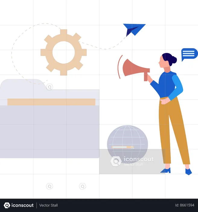 Girl is marketing with a megaphone  Illustration
