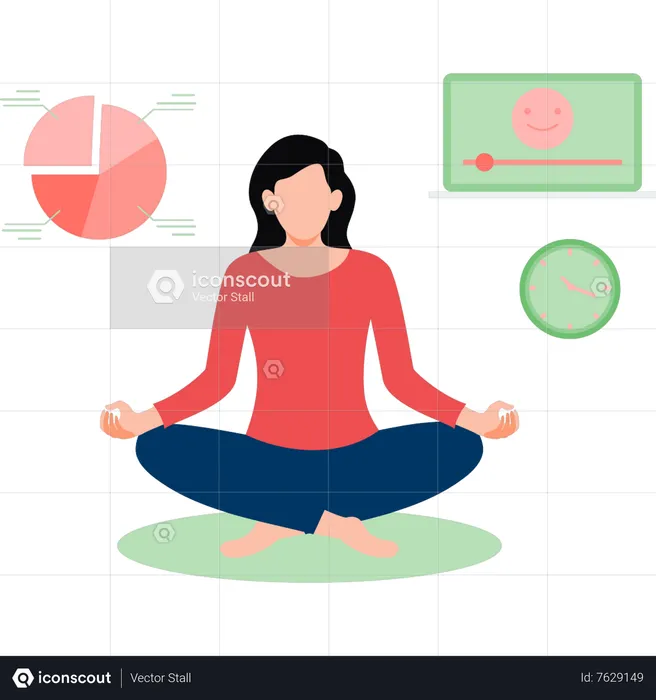 Girl is meditating  Illustration