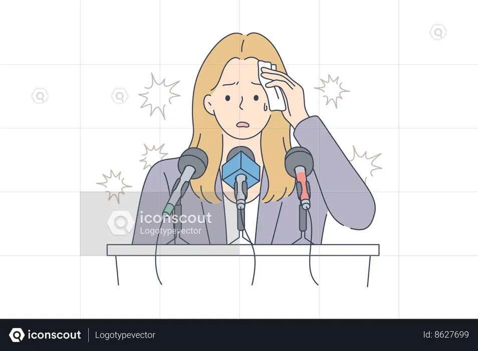 Girl is nervous on stage podium  Illustration