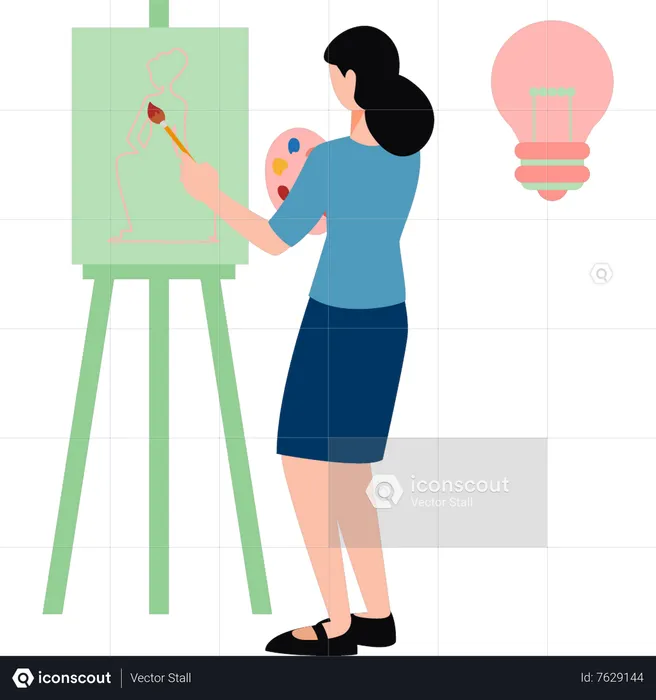 Girl is painting  Illustration