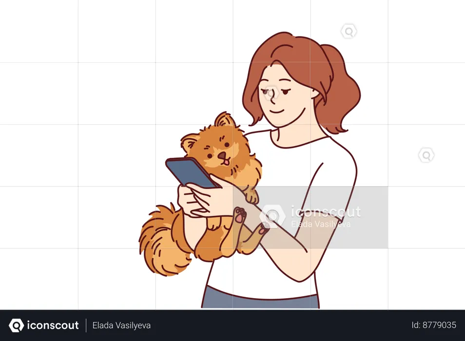 Girl is pet lover  Illustration