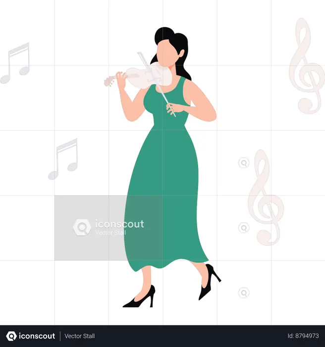 Girl is playing the violin  Illustration