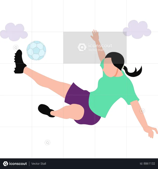 Girl is playing with soccer ball  Illustration
