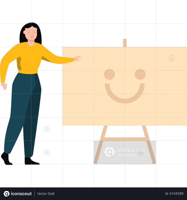 Girl is pointing at the board  Illustration