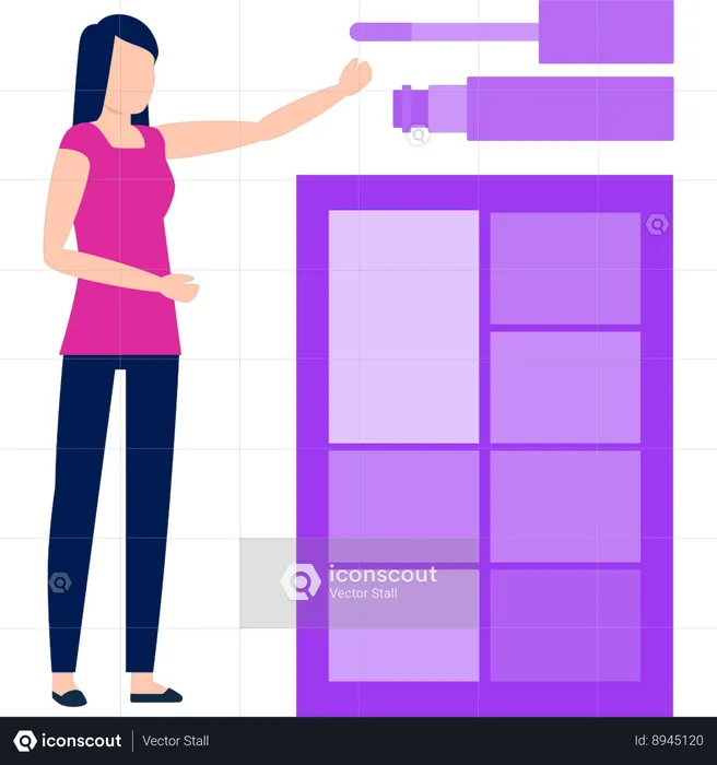 Girl is pointing at the eye shadow palette  Illustration