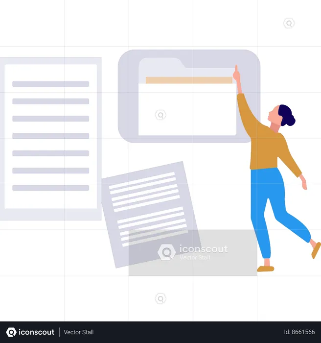 Girl is pointing at the folder  Illustration