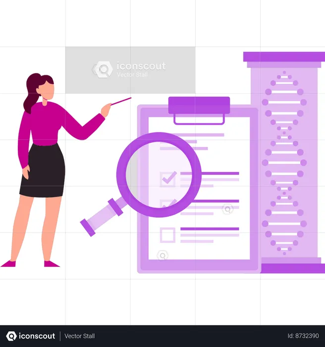 Girl is pointing at the list on clipboard  Illustration