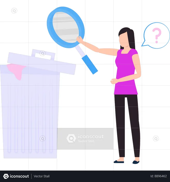 Girl is pointing at the magnifying glass  Illustration