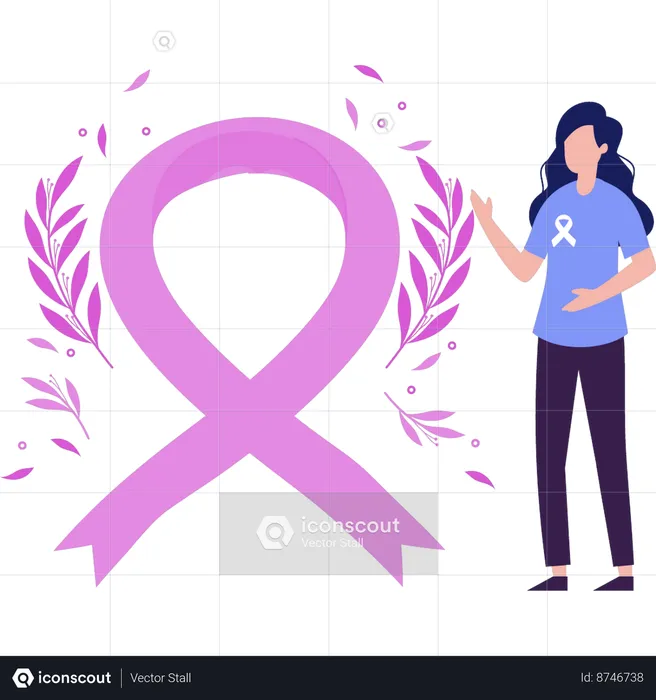 Girl is pointing at the ribbon  Illustration
