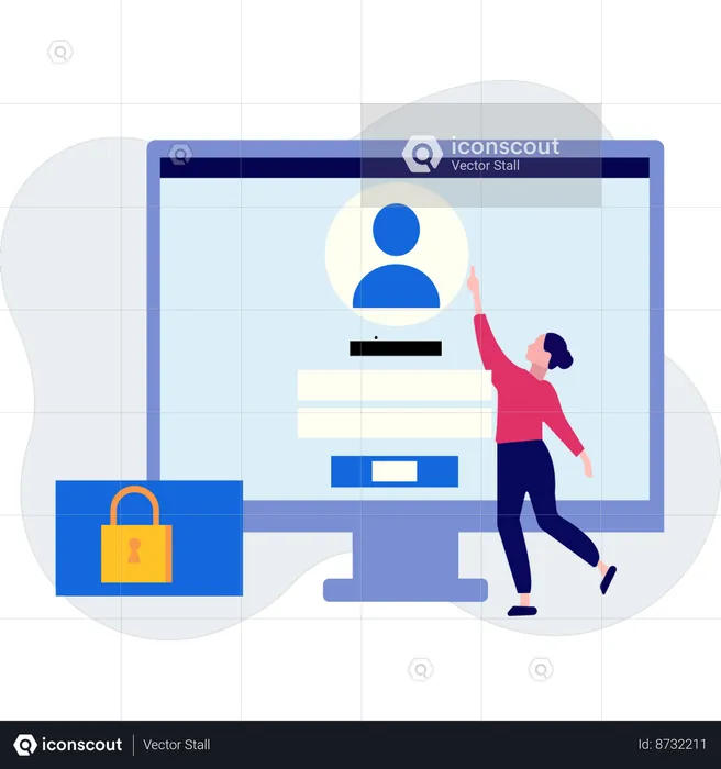 Girl is pointing at the user profile  Illustration