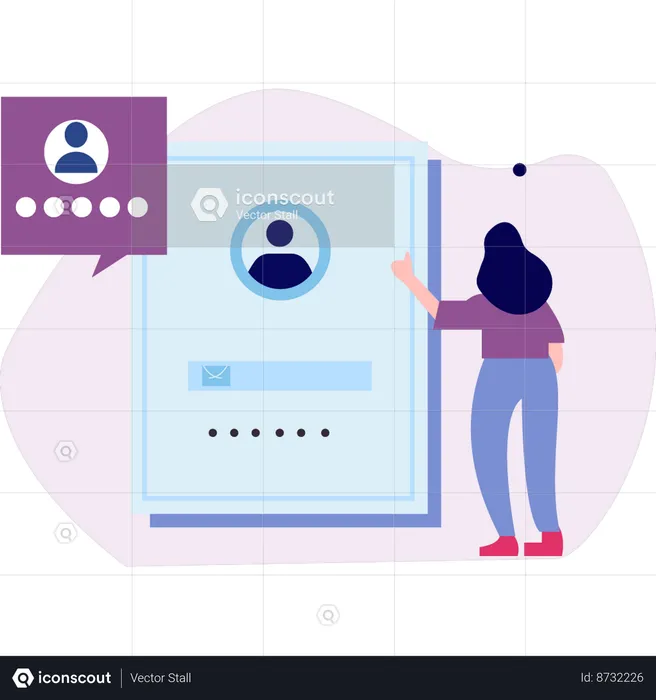 Girl is pointing at the user profile  Illustration