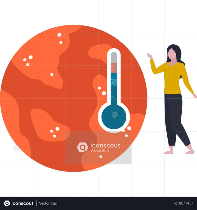 Girl is pointing to climate change  Illustration