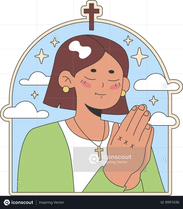 Girl is praying to Jesus  Illustration