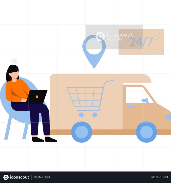 Girl is providing 24/7 delivery service  Illustration