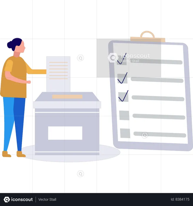 Girl is putting her vote in the box  Illustration