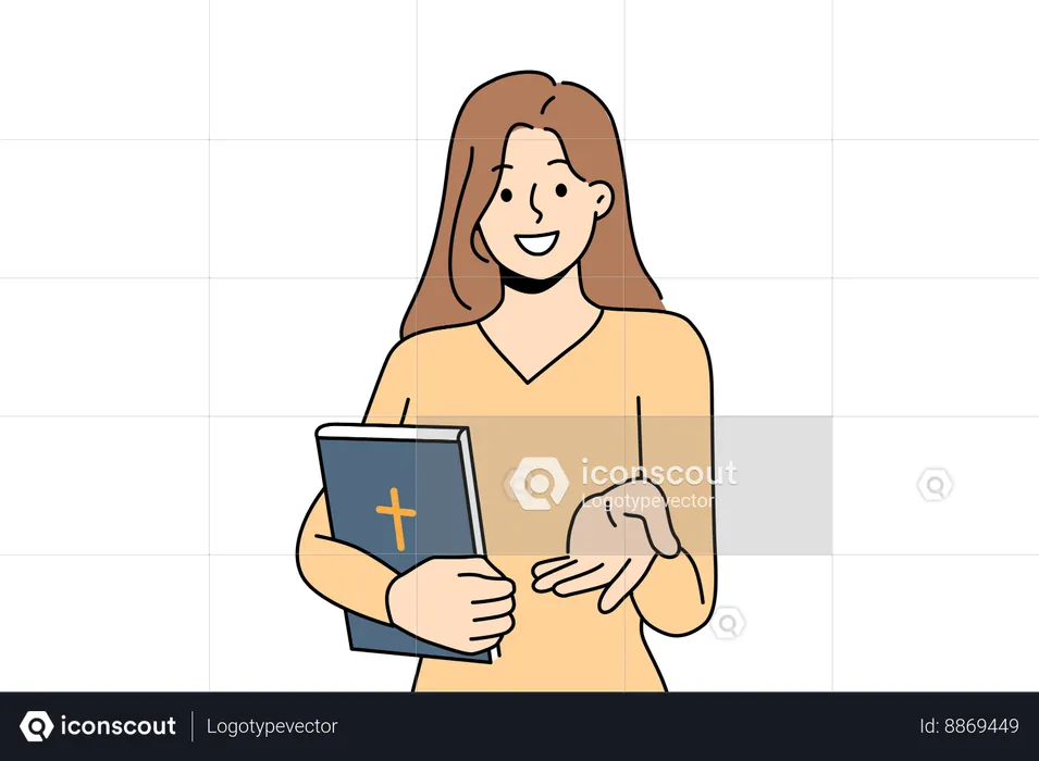 Girl is reading Bible book  Illustration