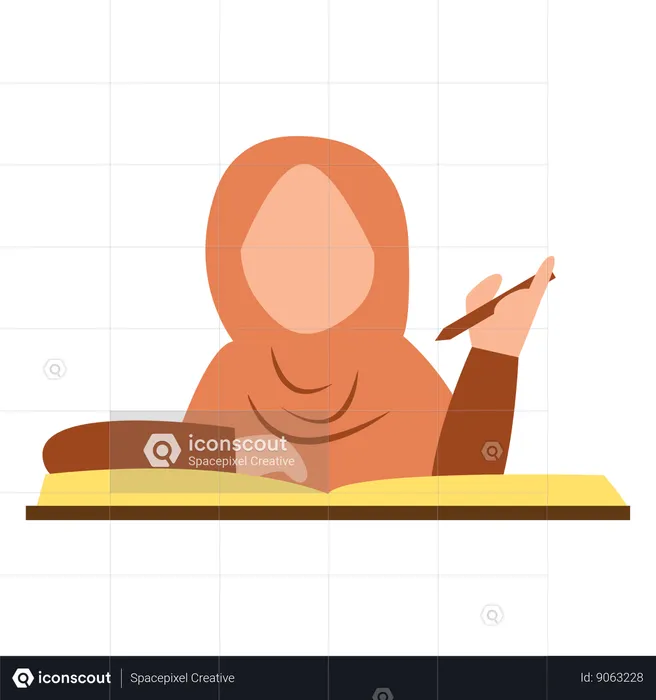 Girl is reading Quran book  Illustration