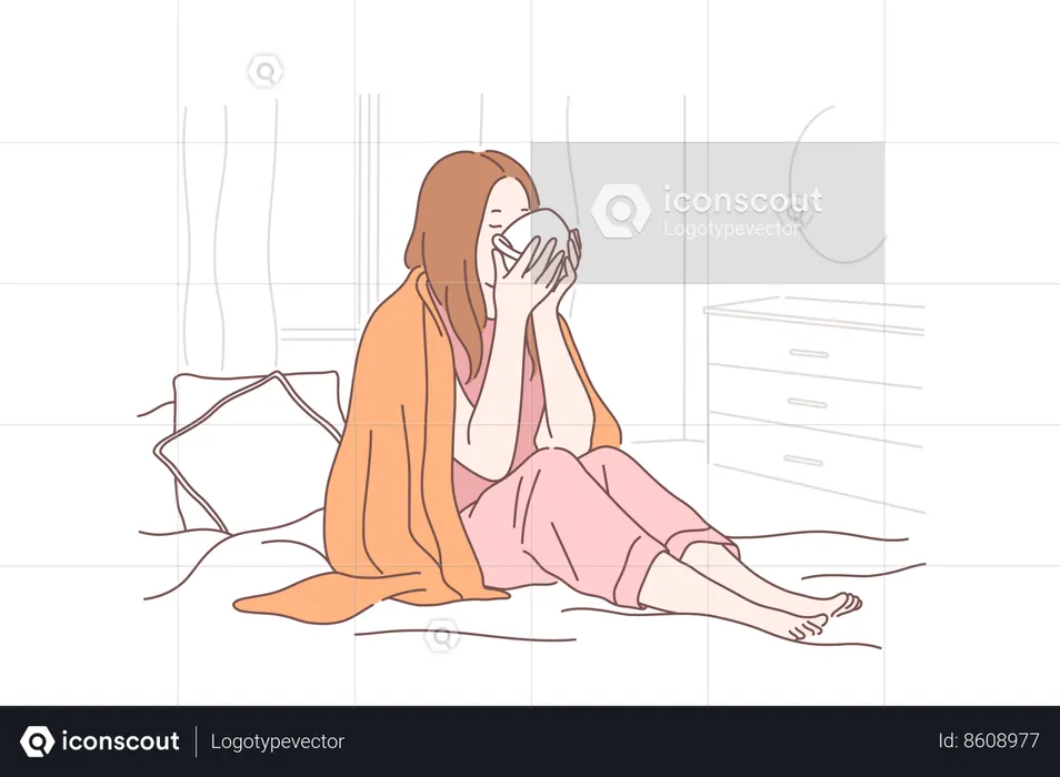 Girl is recovering from sickness  Illustration