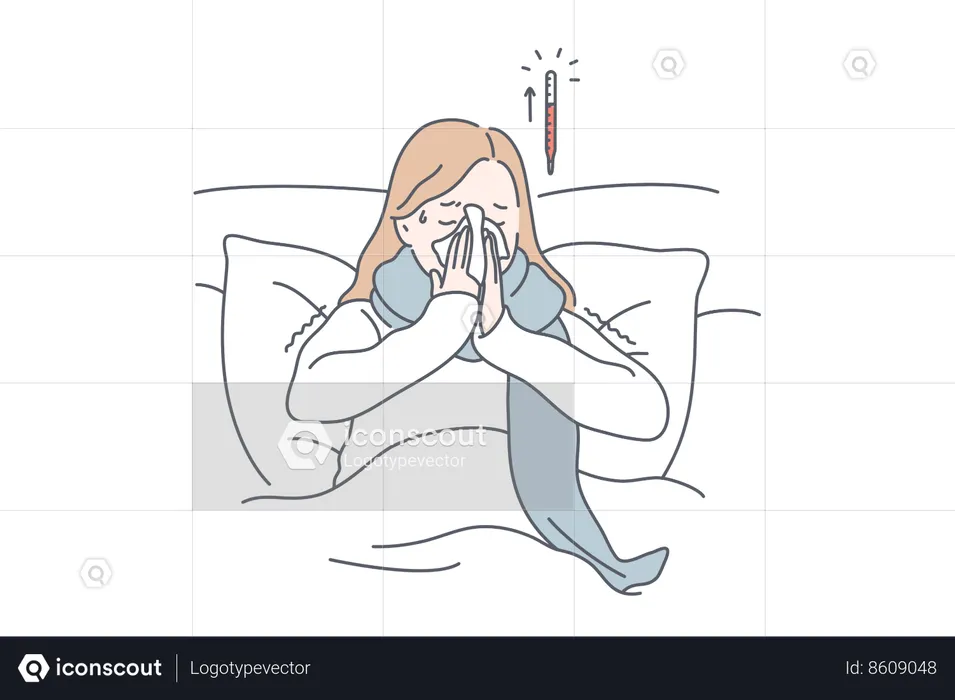Girl is resting in hospital  Illustration