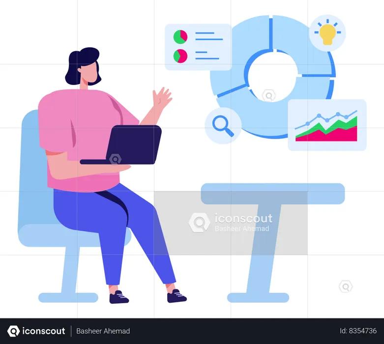 Girl Is Running Business  Illustration