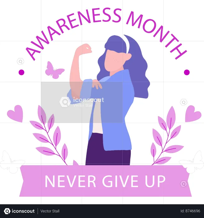 Girl is saying never give up on cancer  Illustration