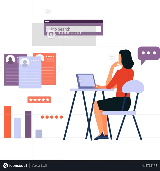 Girl is searching new job  Illustration