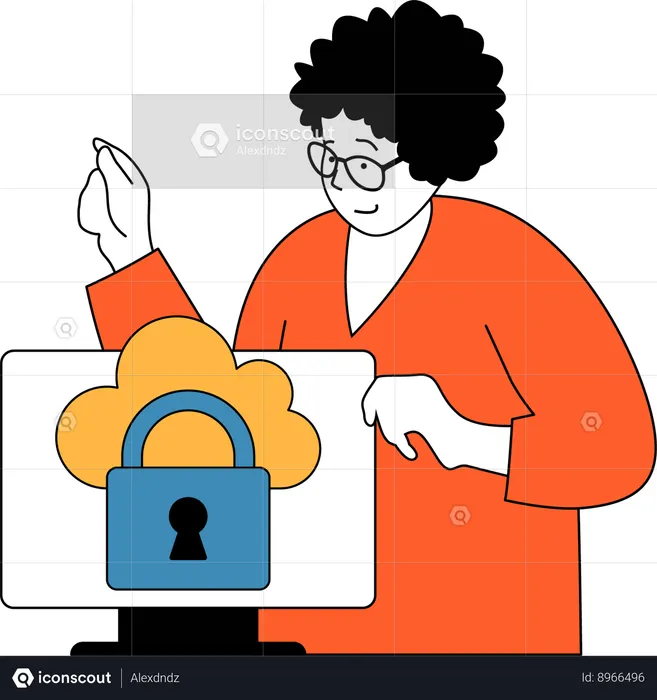 Girl is securing cloud  Illustration