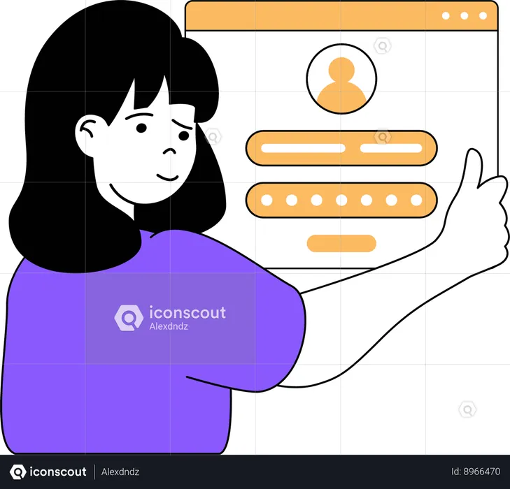 Girl is securing her web account  Illustration
