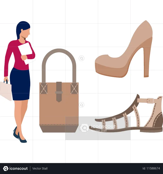 Girl is seeing sale shoes  Illustration