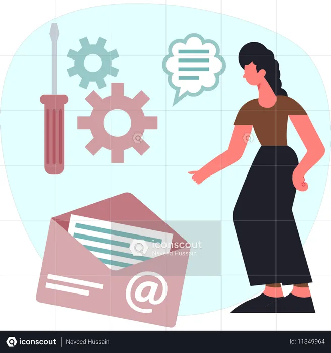 Girl is setting email  Illustration