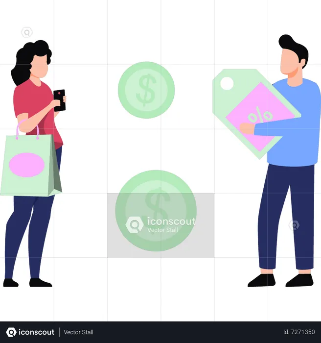 Girl is shopping at discount  Illustration