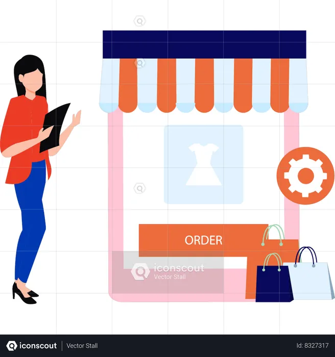 Girl is shopping online  Illustration
