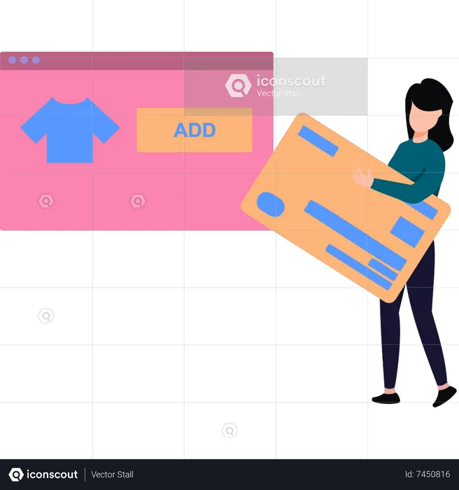 Girl is shopping online  Illustration