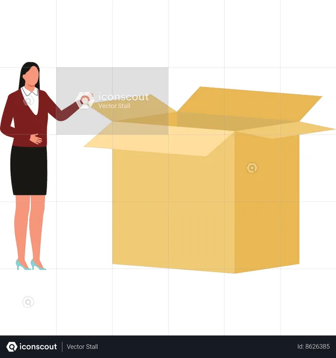 Girl is showing an empty package  Illustration