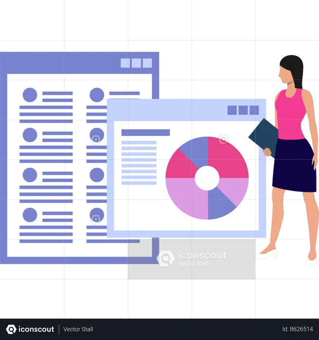 Girl is showing business statistics  Illustration